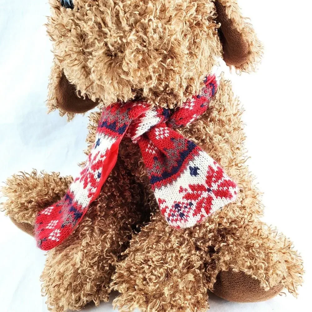 Reindeer Brown Stuffed Plush Red Snowflake Scarf Winter Christmas 17